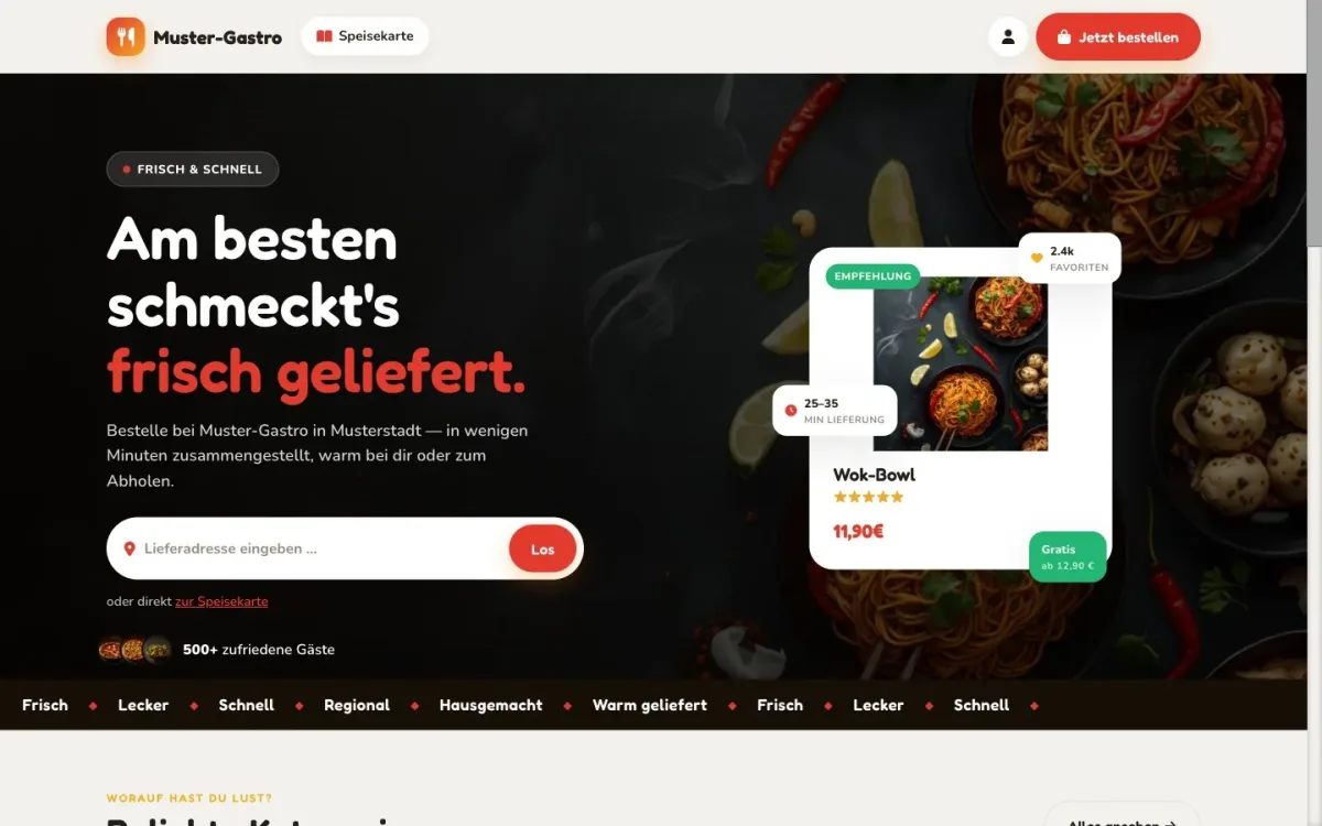Design-Welt Asiatisch — Beispiel einer Bestellseite