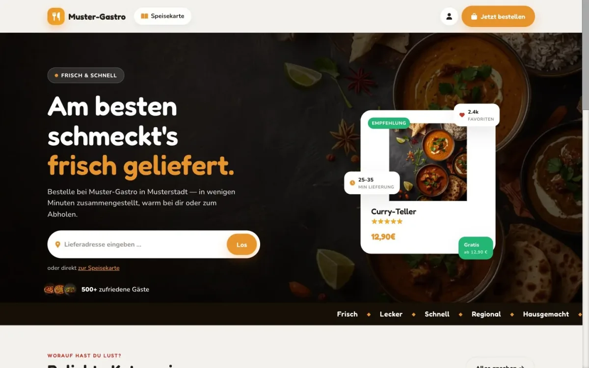 Design-Welt Indisch — Beispiel einer Bestellseite